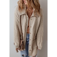 Jet Stream Collared Drop Shoulder Button Up Cardigan with Pocket - L thumbnail