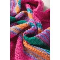 Rose Stripe Colorful Puff Sleeve Drop Shoulder Loose Cardigan - M thumbnail