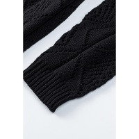 Azura Exchange Black Hollow-out Openwork Knit Cardigan - L thumbnail