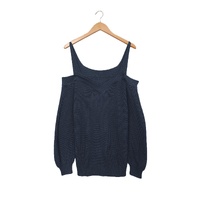 Dark Blue Dew Shoulder Juliette Knitted Sweater - S thumbnail