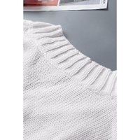 White V neck Drop Shoulder Knitted Sweater - XL thumbnail