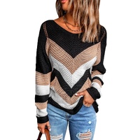Black Chevron Colorblock Knit Sweater - S thumbnail