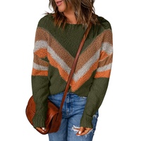 Multicolor Chevron Striped Drop Shoulder Sweater - L thumbnail