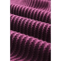 V Neck Ribbed Drop Shoulder Hooded Sweater - L thumbnail