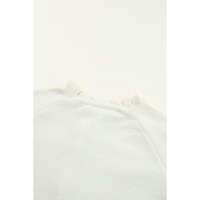 Beige Frill Trim Buttoned Knit Pullover Sweater - M thumbnail