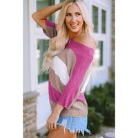 Azura Exchange Half Sleeve Contrast Stripe Knit Sweater - L thumbnail