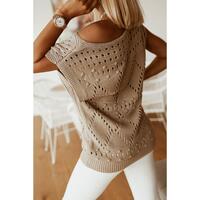 Azura Exchange Pointelle Knit Short Dolman Sleeve Sweater Top - L thumbnail