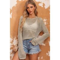 Azura Exchange Hollow-out Knit Long Sleeve Top - XL thumbnail