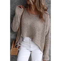 Gray Slouchy Dolman Sleeve High Low Sweater - L thumbnail
