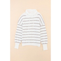 Cowl Neck Striped Print Drop Shoulder Sweater - XL thumbnail