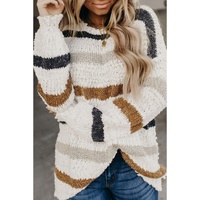 Striped Popcorn Knit Sweater - L thumbnail