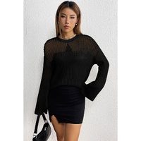 Black Seeing Stars Oversized Sweater - S thumbnail