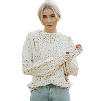 Beige Colorful Dots Cable Knit Crew Neck Sweater - XL thumbnail