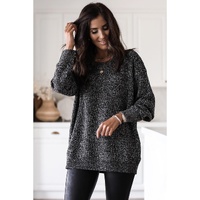 Azura Exchange Black Glittering Long Sleeve Tunic Sweater - S thumbnail