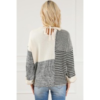 Black Neutral Colorblock Tie Back Sweater - L thumbnail