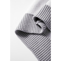 Gray Checkered Bishop Sleeve Sweater - L thumbnail
