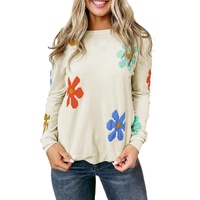 White Sweet Floral Pullover Sweater - XL thumbnail