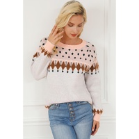 Multicolor Mixed Geometric Detail Raglan Sleeve Sweater - M thumbnail