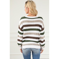 Stripe Crochet Hollow out Knit Sweater - L thumbnail
