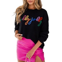 Black Holly Jolly Round Neck Casual Sweater - L thumbnail