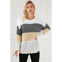 Multicolour Color Block Drop Shoulder Knit Sweater - XL thumbnail