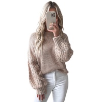 Parchment Cable Knit Sleeve Drop Shoulder Sweater - L thumbnail