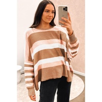 Multicolour Striped Knit Drop Shoulder Loose Sweater - XL thumbnail