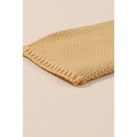 Camel Fuzzy Cheetah Accent Round Neck Sweater - L thumbnail