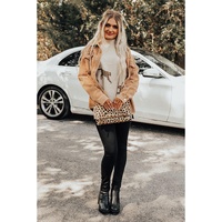 Parchment Lively Cheetah Print High Neck Split Hem Sweater - L thumbnail