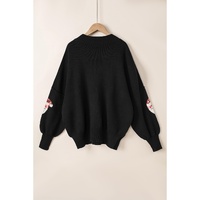 Black Sequined Santa Clause Bishop Sleeve Sweater - S thumbnail