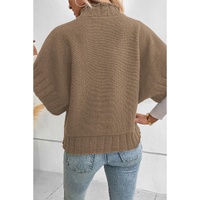 Desert Palm Mock Neck Batwing Short Sleeve Knit Sweater - XL thumbnail