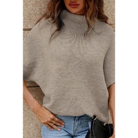 Apricot High Neck Short Bat Sleeve Sweater - L thumbnail