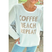 White COFFEE BEACH REPEAT Graphic Sweater - XL thumbnail