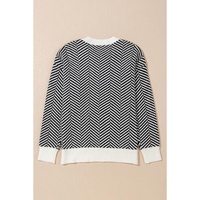 Black Contrast Edge Crew Neck Drop Shoulder Sweater - L thumbnail