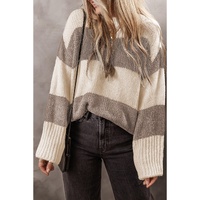 Simply Taupe Colorblock Loose Pullover Sweater - L thumbnail