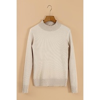 Apricot Thermal Lined Ribbed Knit Mock Neck Sweater - M thumbnail