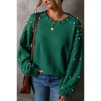 Evergreen Pearled Drop Shoulder Round Neck Sweater - XL thumbnail