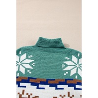 Canton Christmas Reindeer Snowflake Colorblock Turtleneck Sweater - L thumbnail