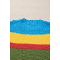 Light Blue Colorblock Mixed Textured Drop Shoulder Sweater - M thumbnail