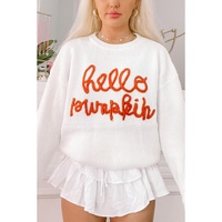 White Hello Pumpkin Graphic Sweater - M thumbnail