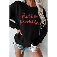 Black Hello Pumpkin Graphic Sweater - M thumbnail