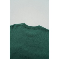Blackish Green Pearl Beaded Merry Casual Sweater - M thumbnail