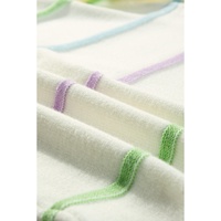White Rainbow Stripes Drop Shoulder Baggy Henley Sweater - S thumbnail