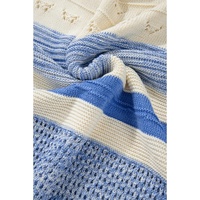 Light Blue Open Stitch Puff Sleeve Sweater - L thumbnail
