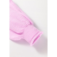 Pink Raw Edge Ribbed Detail Drop Shoulder Sweater - L thumbnail