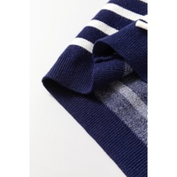 Blue Stripe Knitted Bow Decor Sweater Vest - S thumbnail