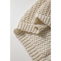 Jet Stream Hollow-out Kangaroo Pocket V Neck Hooded Sweater - L thumbnail