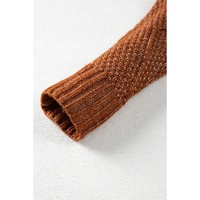 Coffee Cable Knit Drop Shoulder Loose Fit Sweater Dress - M thumbnail