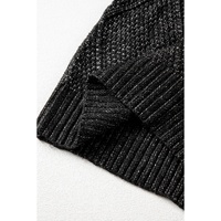 Black Cable Knit Drop Shoulder Loose Fit Sweater Dress - L thumbnail