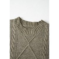 Mist Green Cable Knit Drop Shoulder Loose Fit Sweater Dress - XL thumbnail